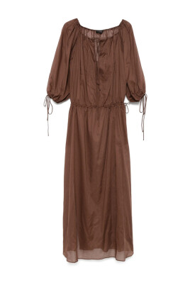 chocolate-brown-drawstring-waist-dress