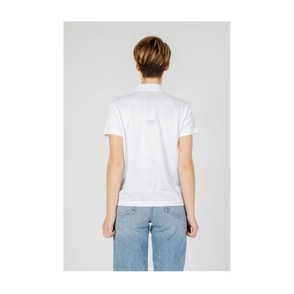 Blauer Witte Asymmetrisch Ontwerp Polyester Top White Dames