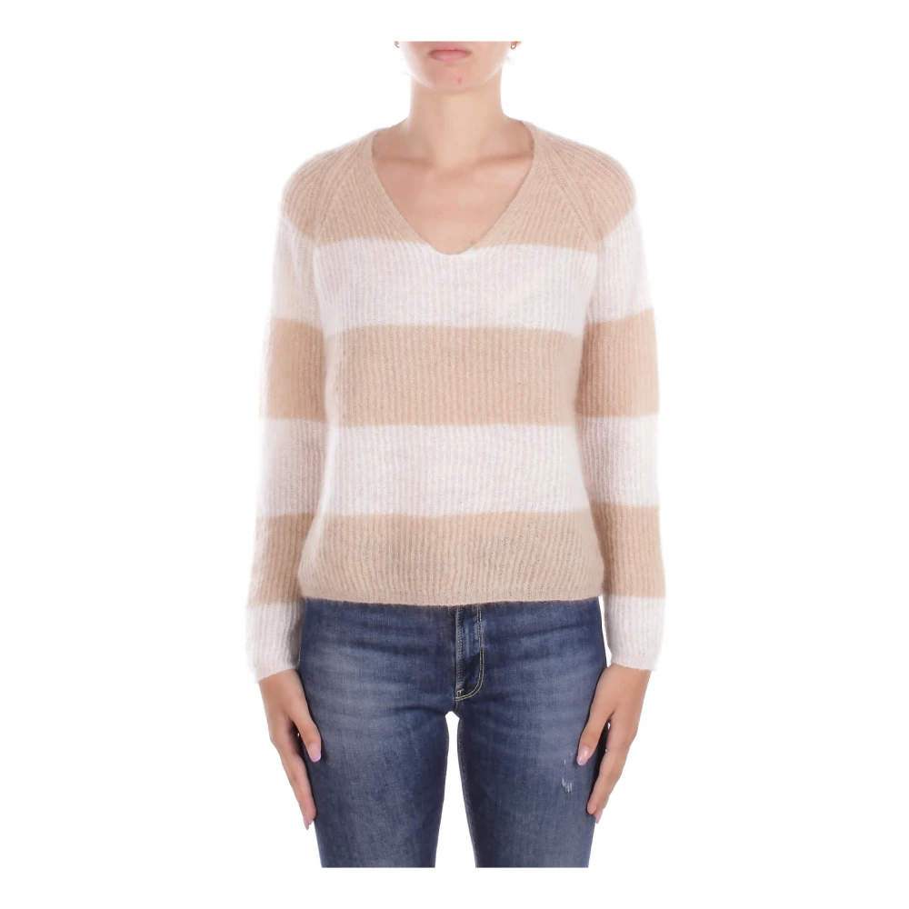Max Mara Women's Multicolor Elegant Jumper With Mohair And Wool - V-Neck Knitwear - M - Knitwear