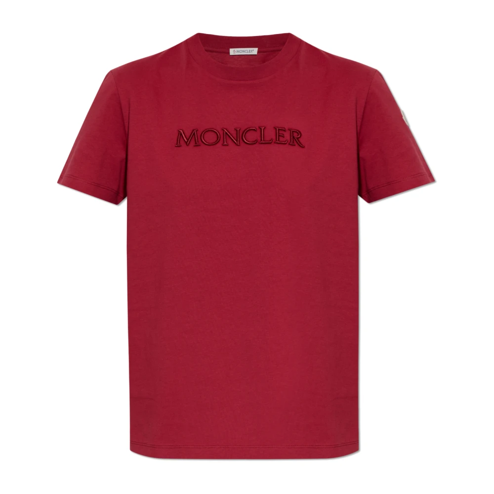 Moncler Women's Red T-Shirts, S, Embroide Logo T-Shirt