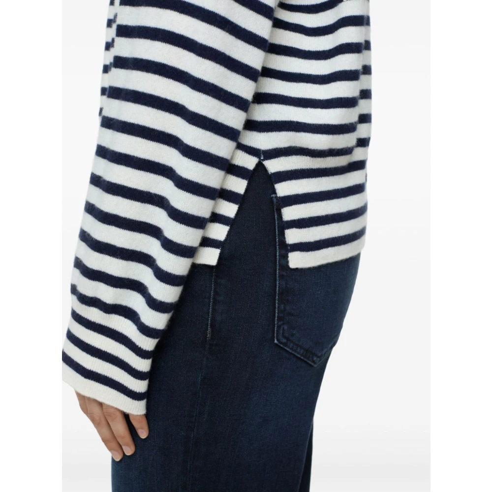 closed Witte Trui met Marineblauwe Details White Dames