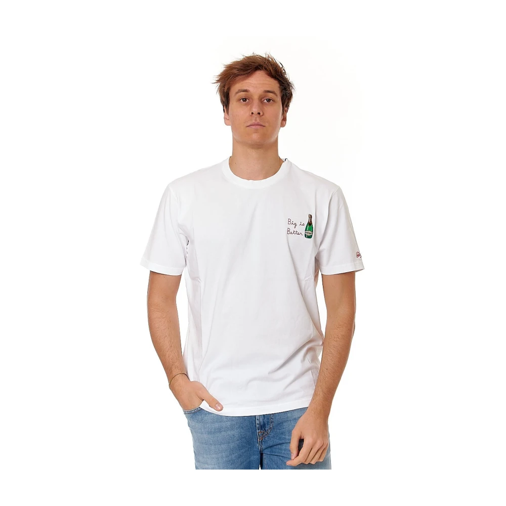 MC2 Saint Barth Wit Katoenen T-shirt met Portofino Model White Heren