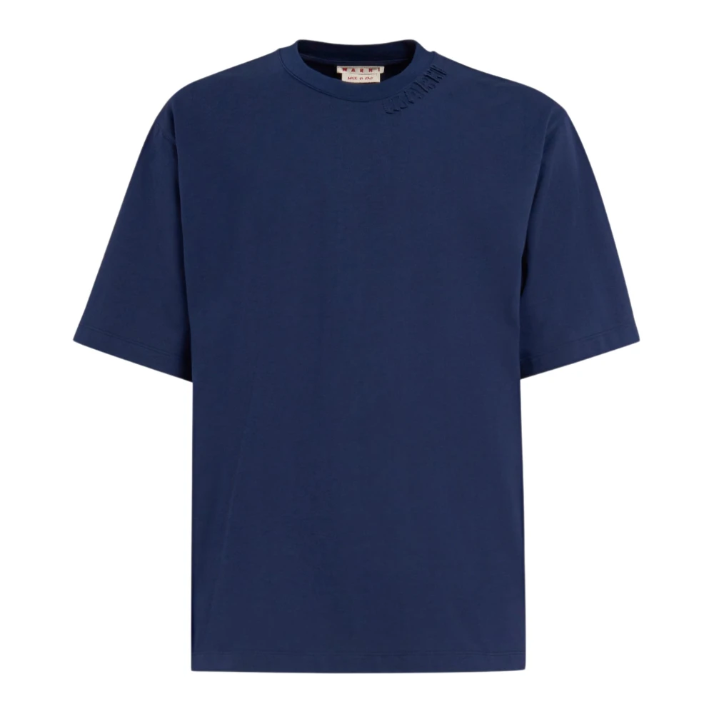 Marni katoenen oversized t-shirt met patches Blue Heren