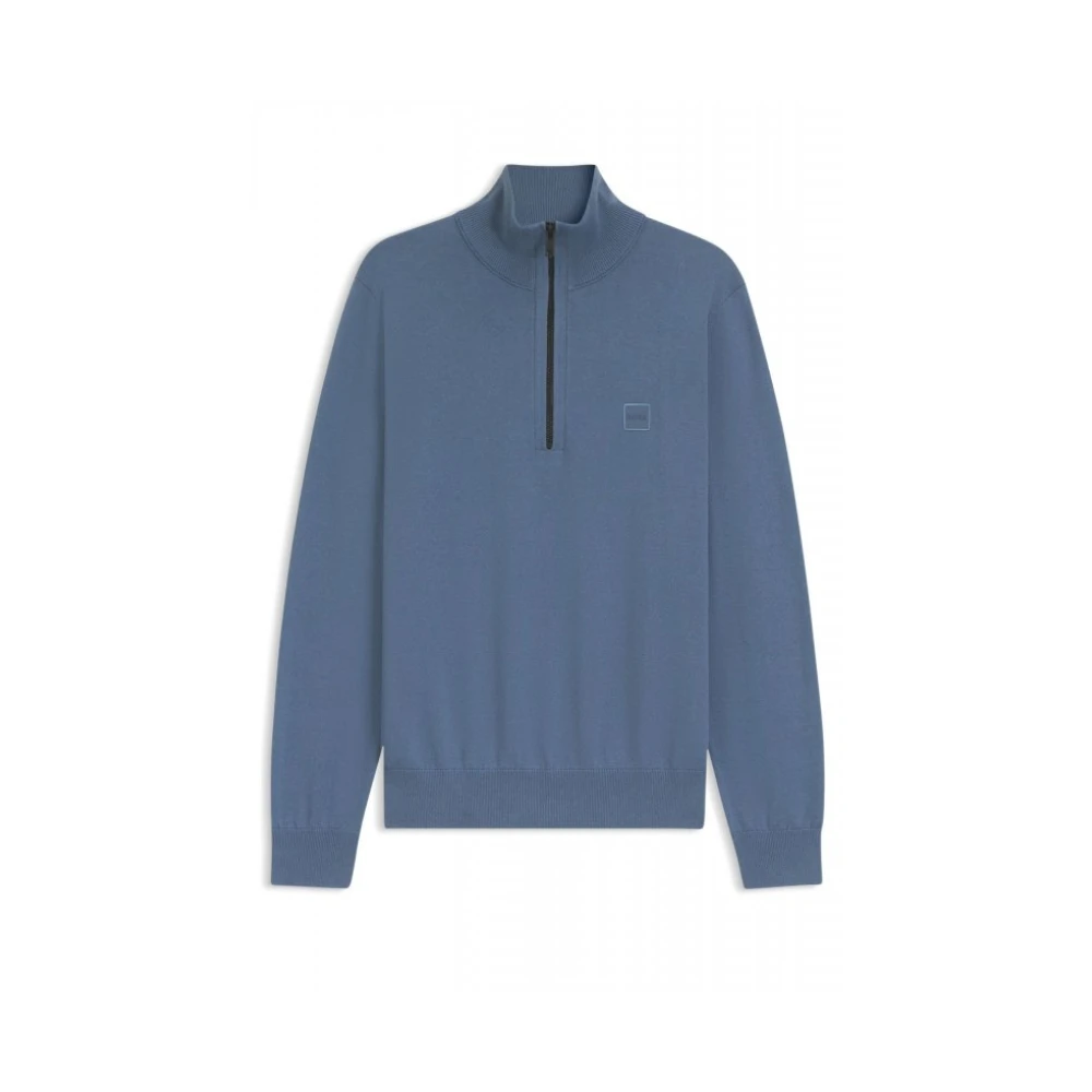 Hugo Men's Blue Turtlenecks, Xl, Kanobix Half Zip Jumper