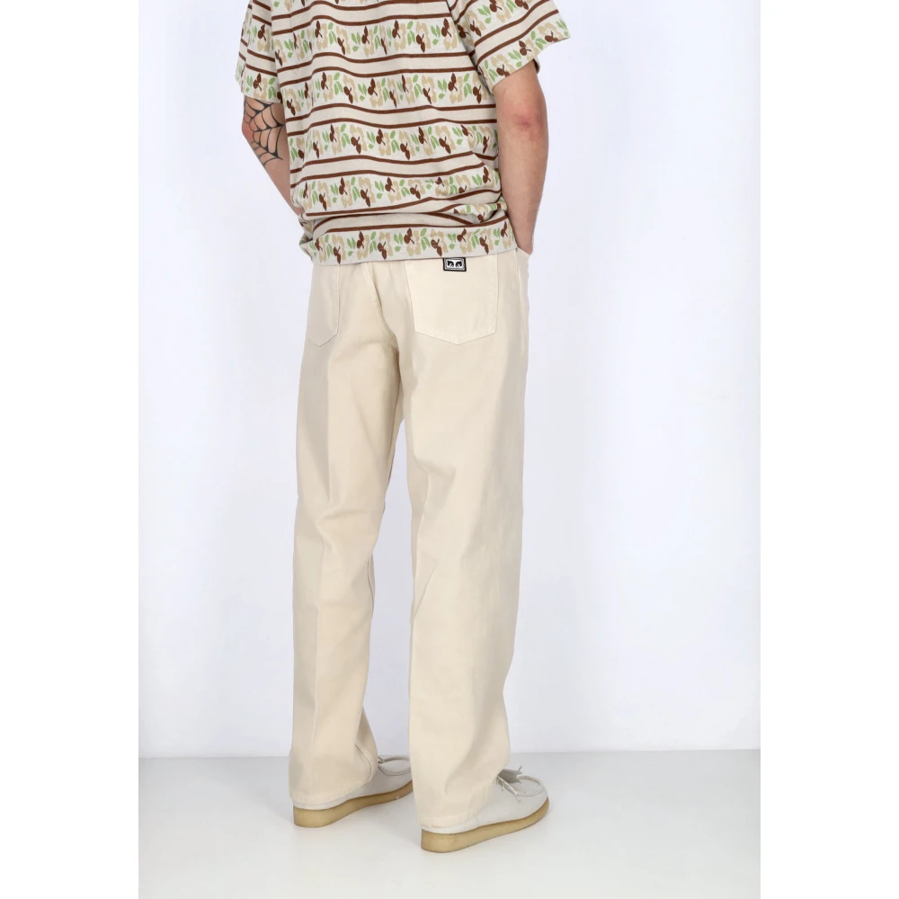 Obey Denim Loose Fit Straight Leg Jeans Beige Heren