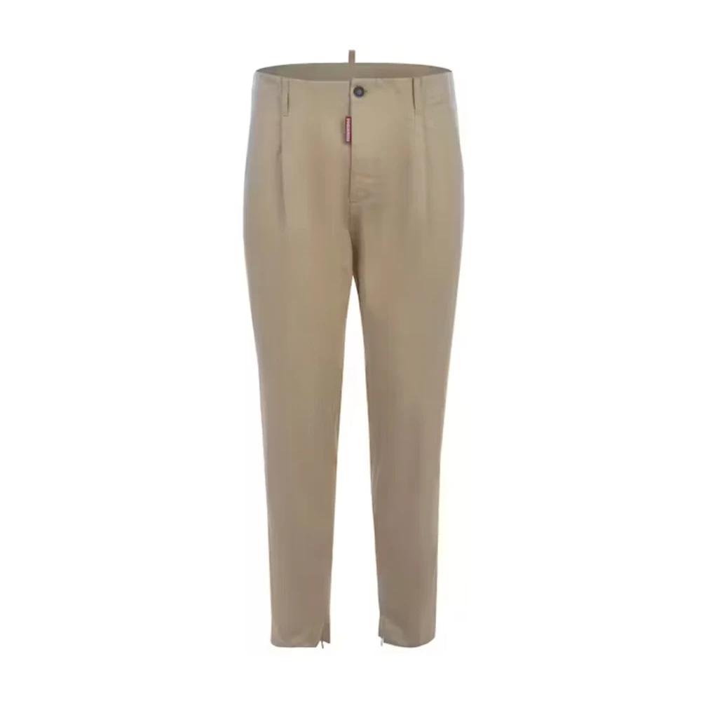 Dsquared2 Katoenen Broek met Logodetail Beige Heren