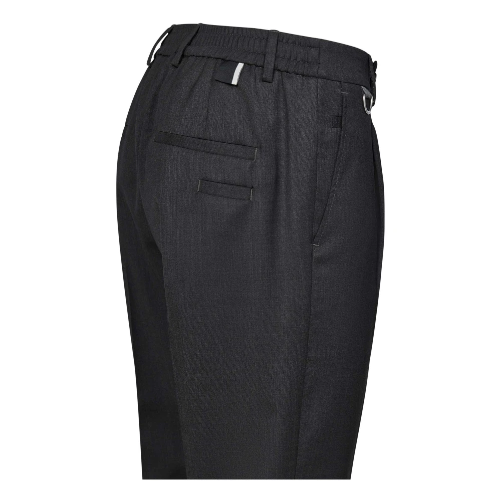 Low Brand Grijze Slim-Fit Wollen Broek Black Heren