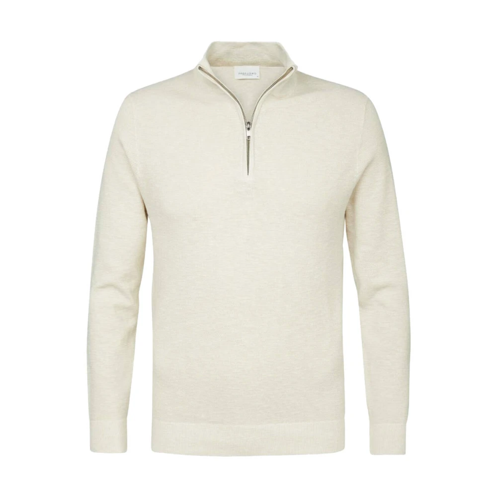Profuomo Half Zip Off White Pullover Beige Heren