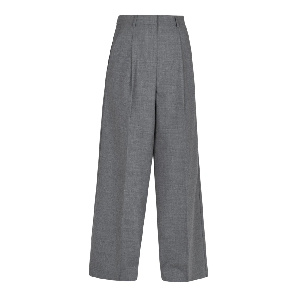 Ottod'Ame Grijze Wollen Wijde Pijp Broek Gray Dames