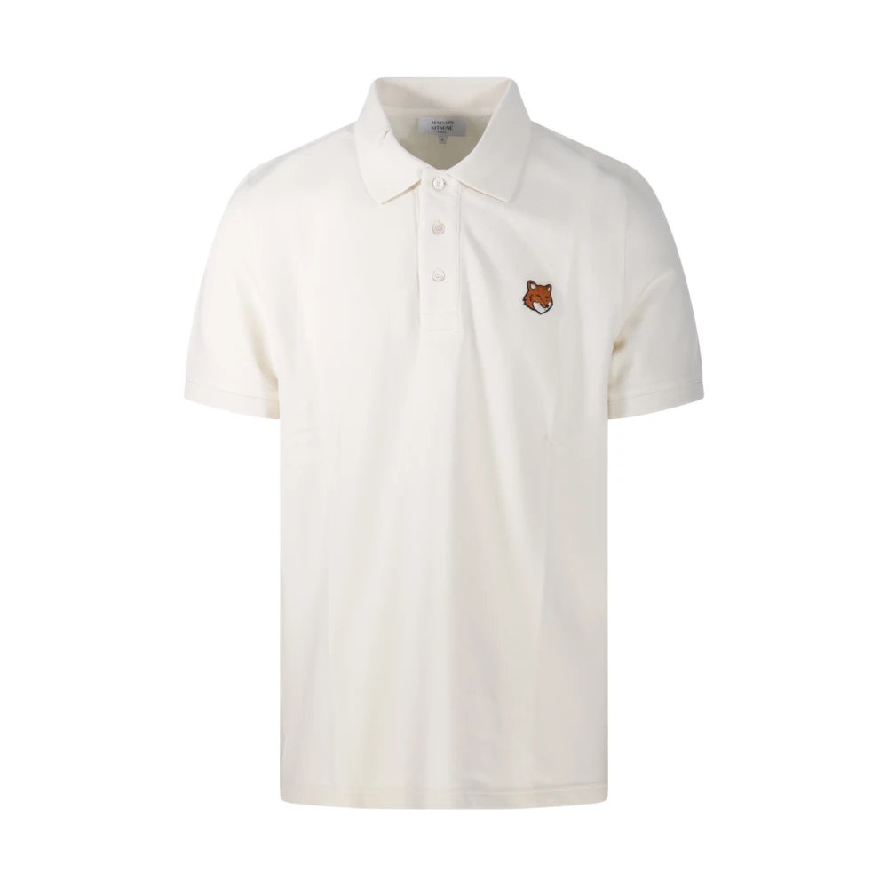 Maison Kitsuné Men's Beige Polo Shirts, 2XL, Fox Head Regular Polo