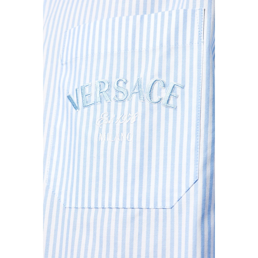 Versace Gestreept patroon overhemd Blue Heren