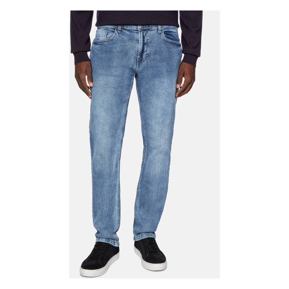 Boggi Milano Blauwe Denim 5 Zakken Blue Heren