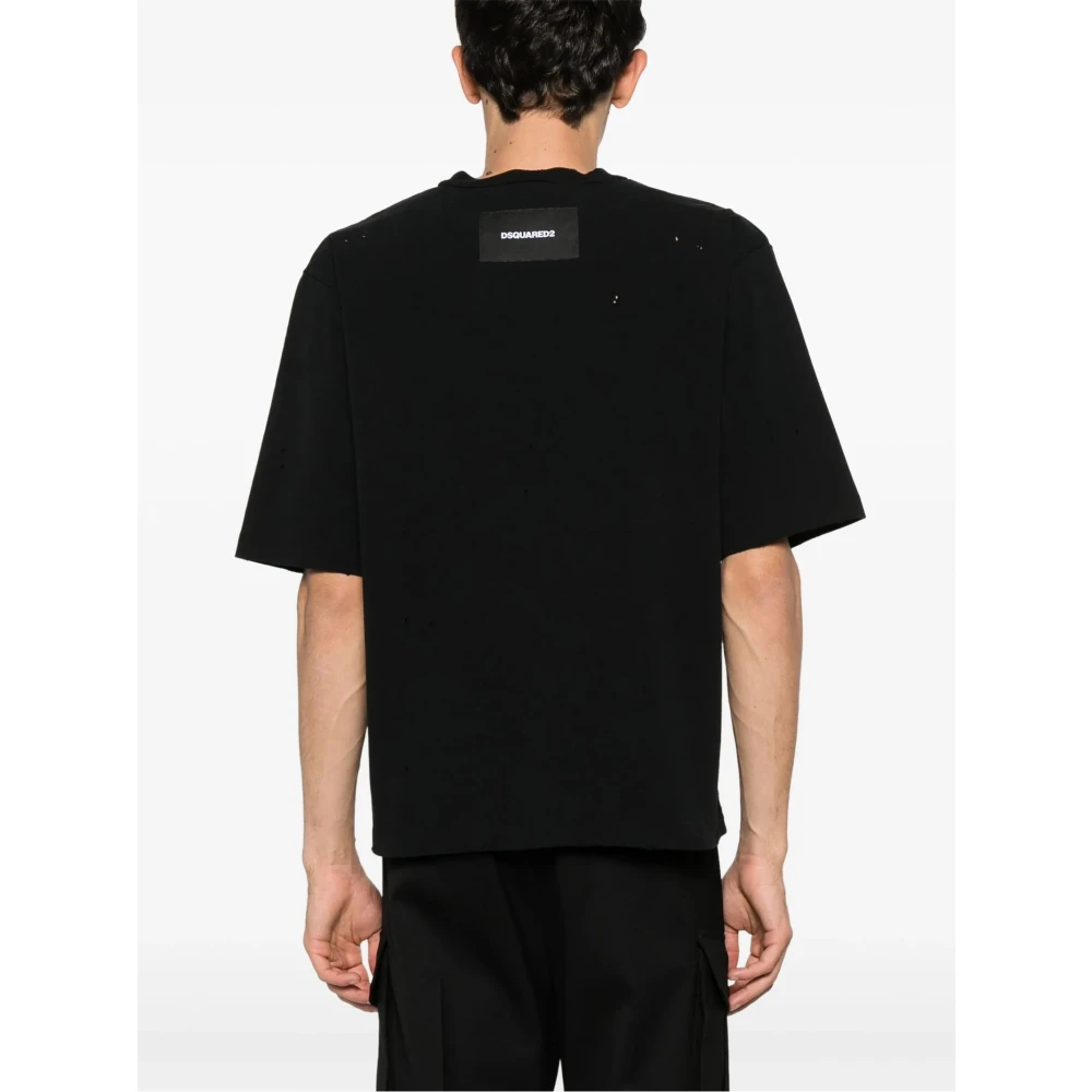 Dsquared2 Zwarte katoenen T-shirt met logo Black Heren