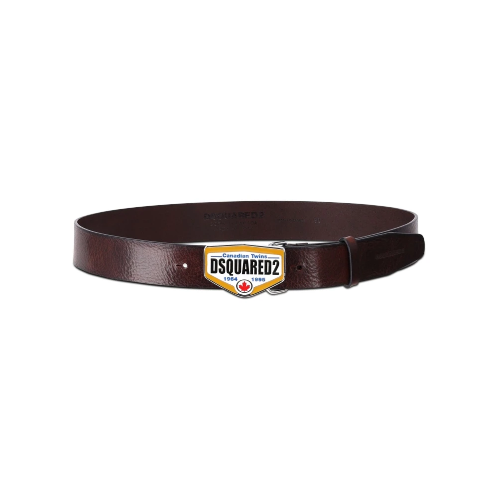 Dsquared2 Stijlvolle leren riem met grote gesp Brown Heren