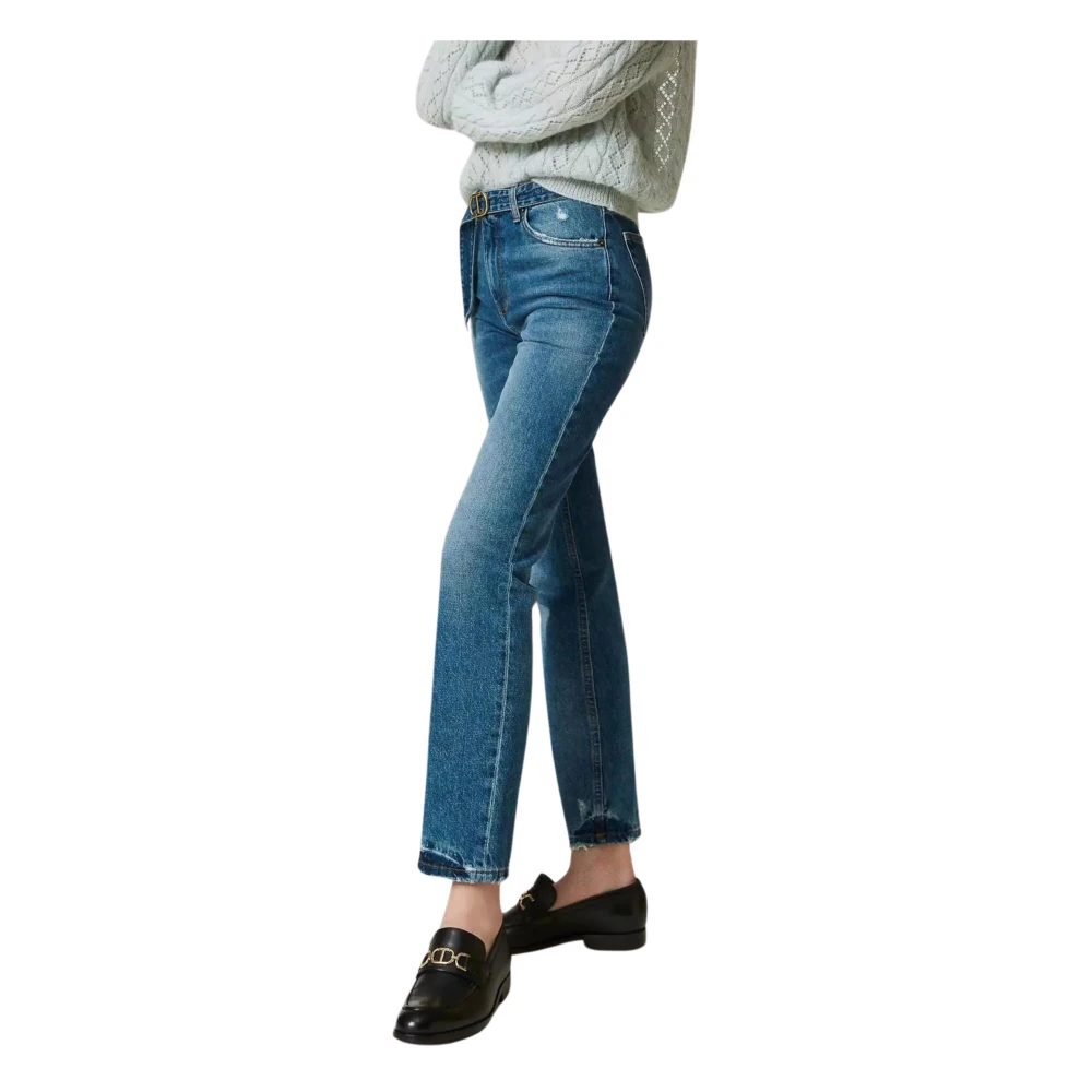 Twinset Denim Straight Leg Broek Blue Dames