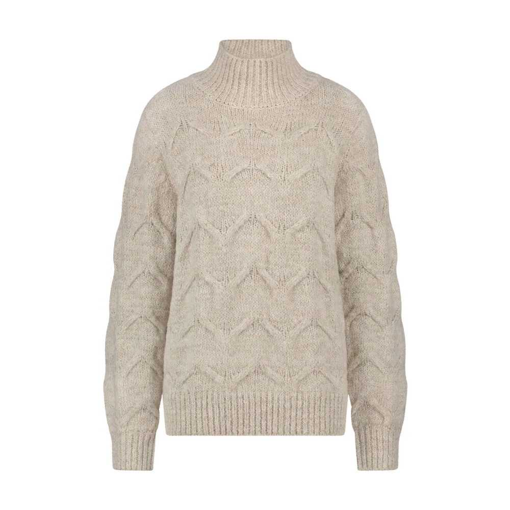 Tramontana Lurex High Neck Jumper Pullover Beige Dames