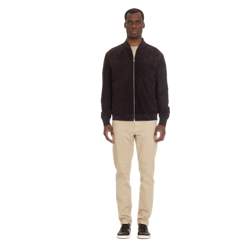 Ermenegildo Zegna Bruine Bomberjack met Gebreide Randen Brown Heren