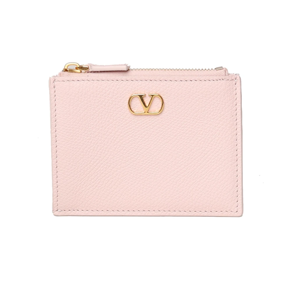 Valentino Garavani Roze Leren Portemonnee met Kaartsleuven Pink Dames