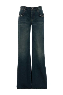 Cotton Denim Byxor med Hästbetsel