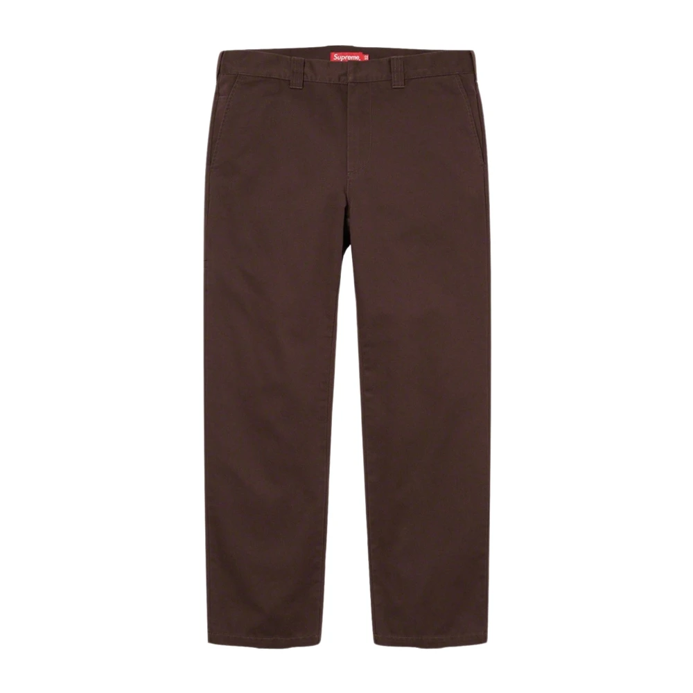 Supreme Bruine Zware Katoenen Logo Print Werkbroek Brown Heren