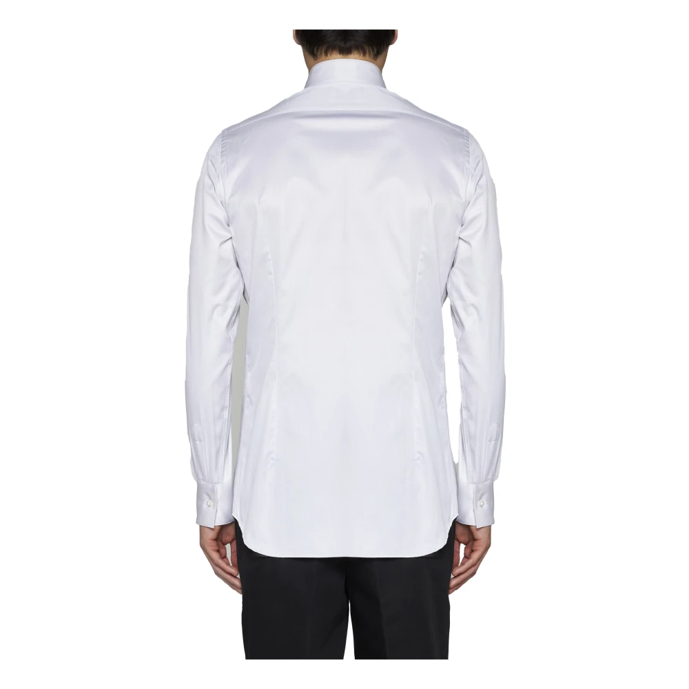 D4.0 Slim-Cut Cotton Shirt Grey Gray Heren