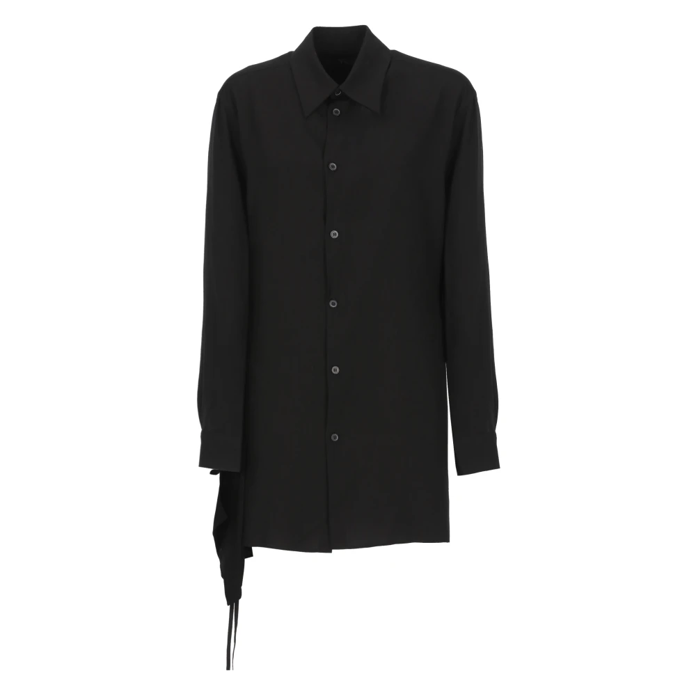 Y-3 Zwarte Viscose Shirt met Kraag en Lange Mouwen Black Dames