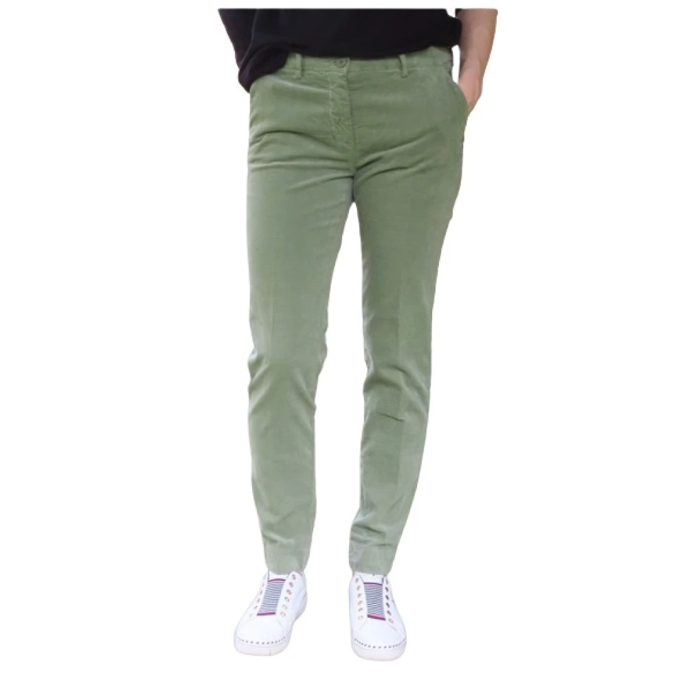 Mason's Velours Rechte Pijp Broek Green Dames