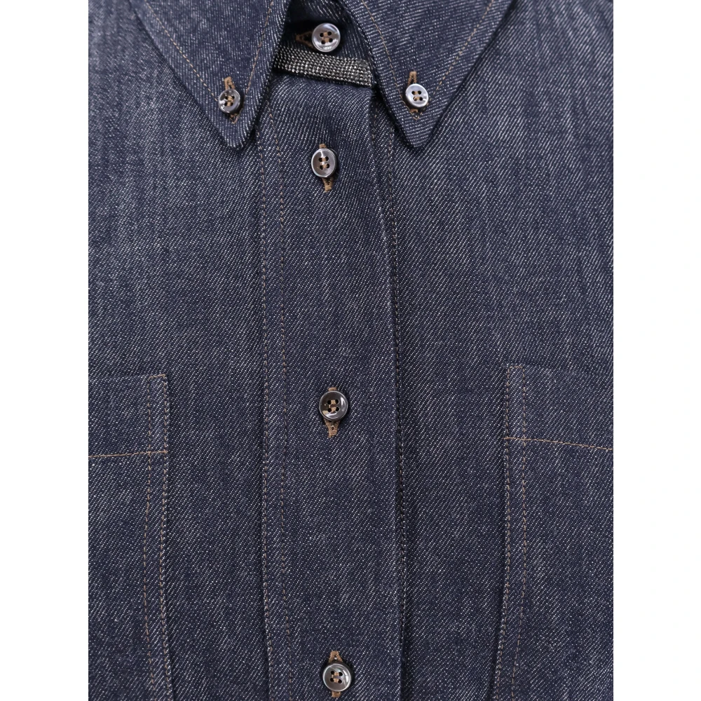 BRUNELLO CUCINELLI Denim chemisier jurk met knopen en riem Blue Dames