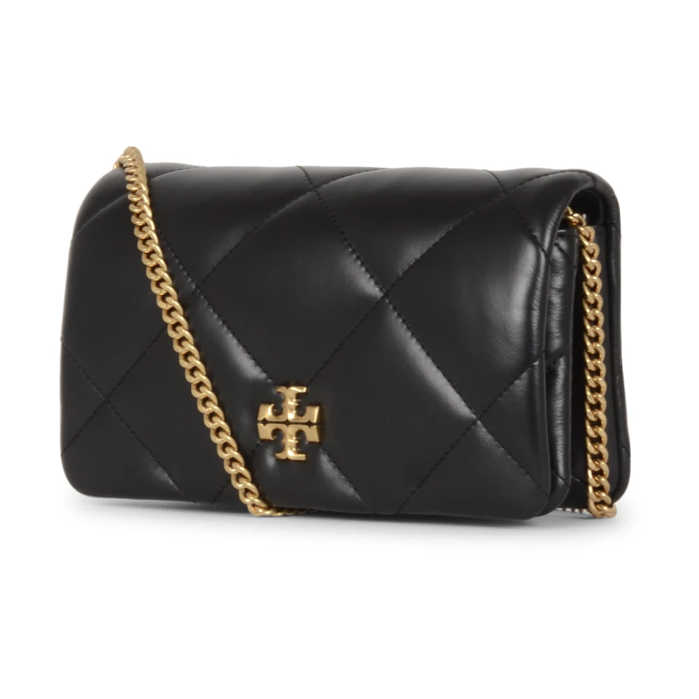 TORY BURCH Zwarte Diamond Quilt Chain Portemonnee Black Dames