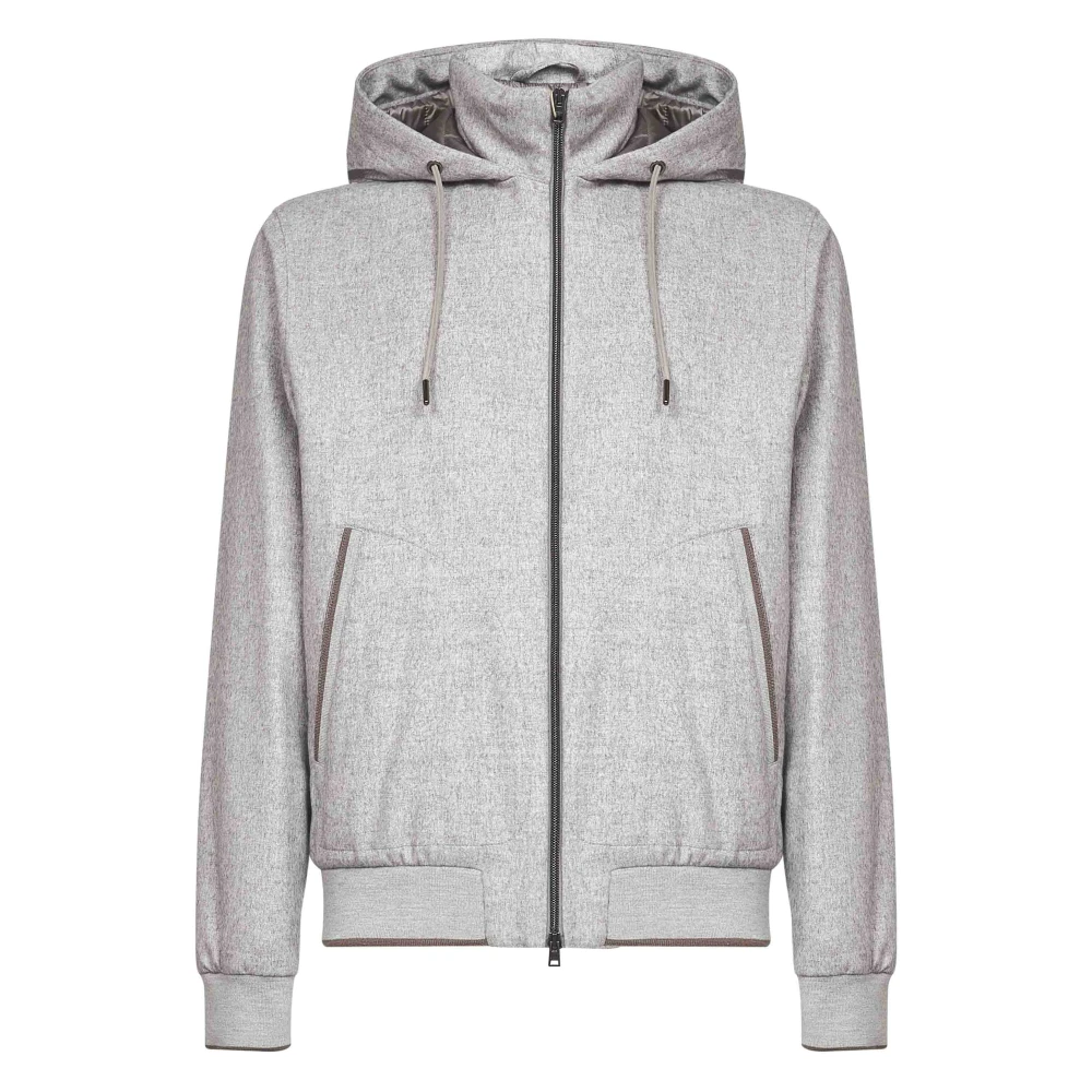 Herno Mannelijk Grijs Grijze Zijde Kasjmier Hoodiejas