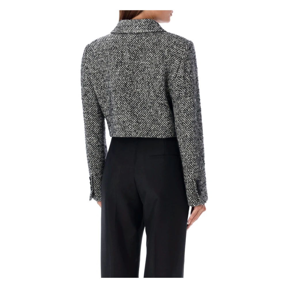 Dolce & Gabbana Zwart Melange Kort Tweedjasje Black Dames