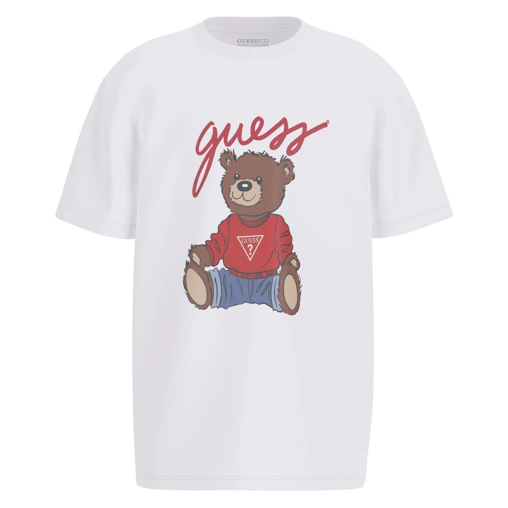 Guess Unisex Kids White Teddy Bear T-Shirt For Kids Size 8 Y