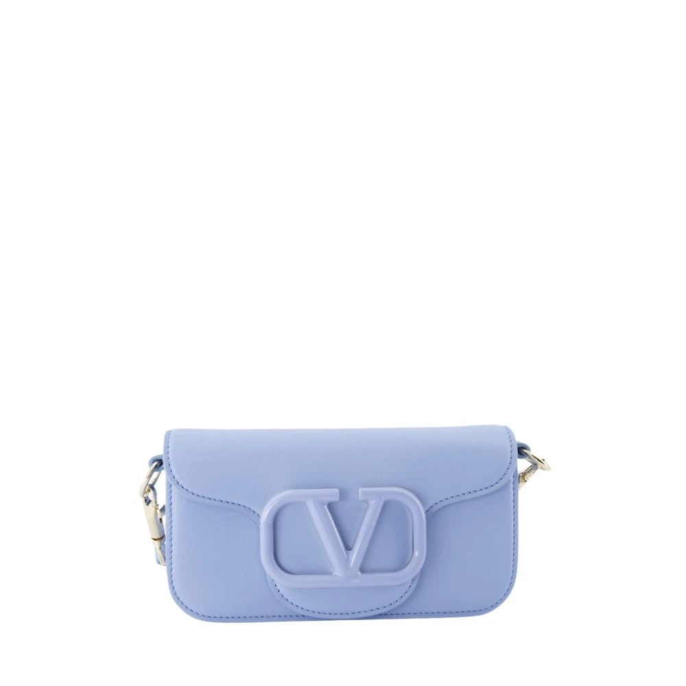 Valentino Garavani Läder Crossbody-väska med VLogo-ornament Blue, Dam