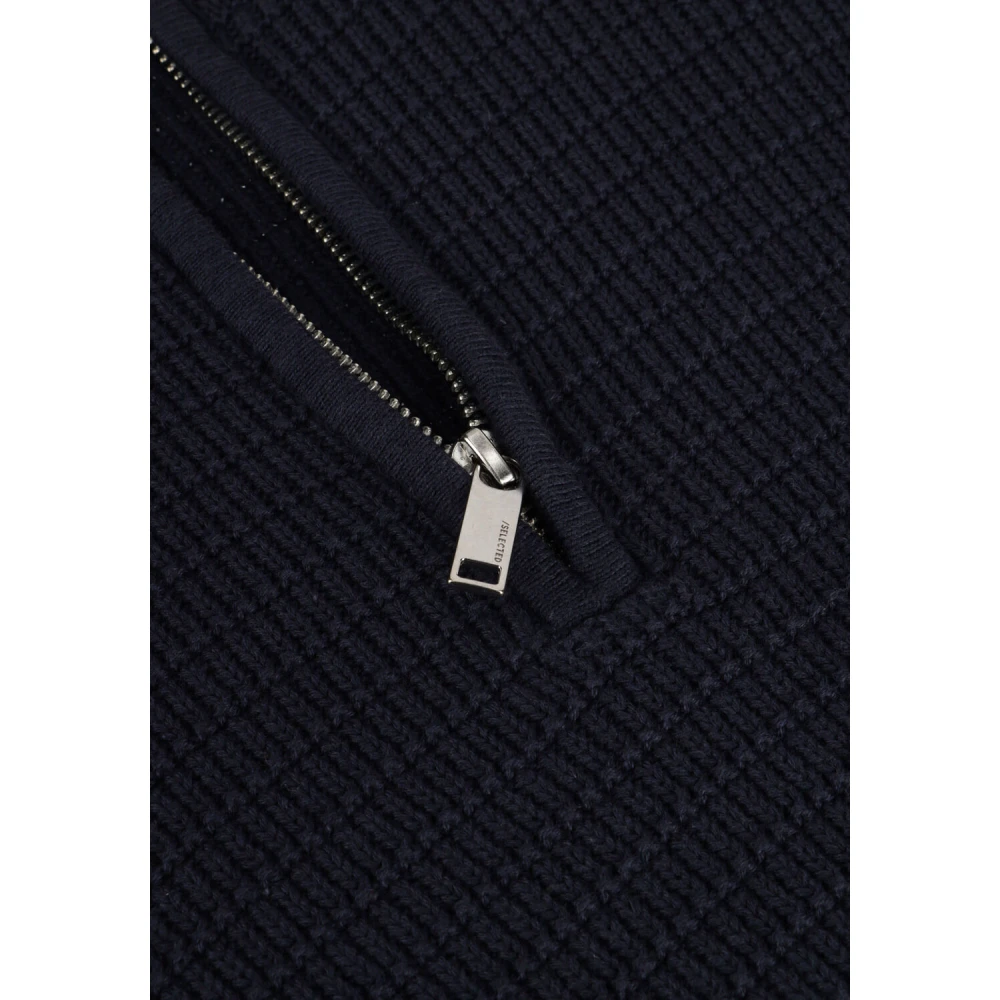 Selected Homme Zwarte Gebreide Half-Zip Trui Black Heren