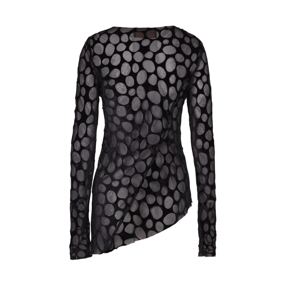 Cortana Pebbles top in fluweel devore Black Dames