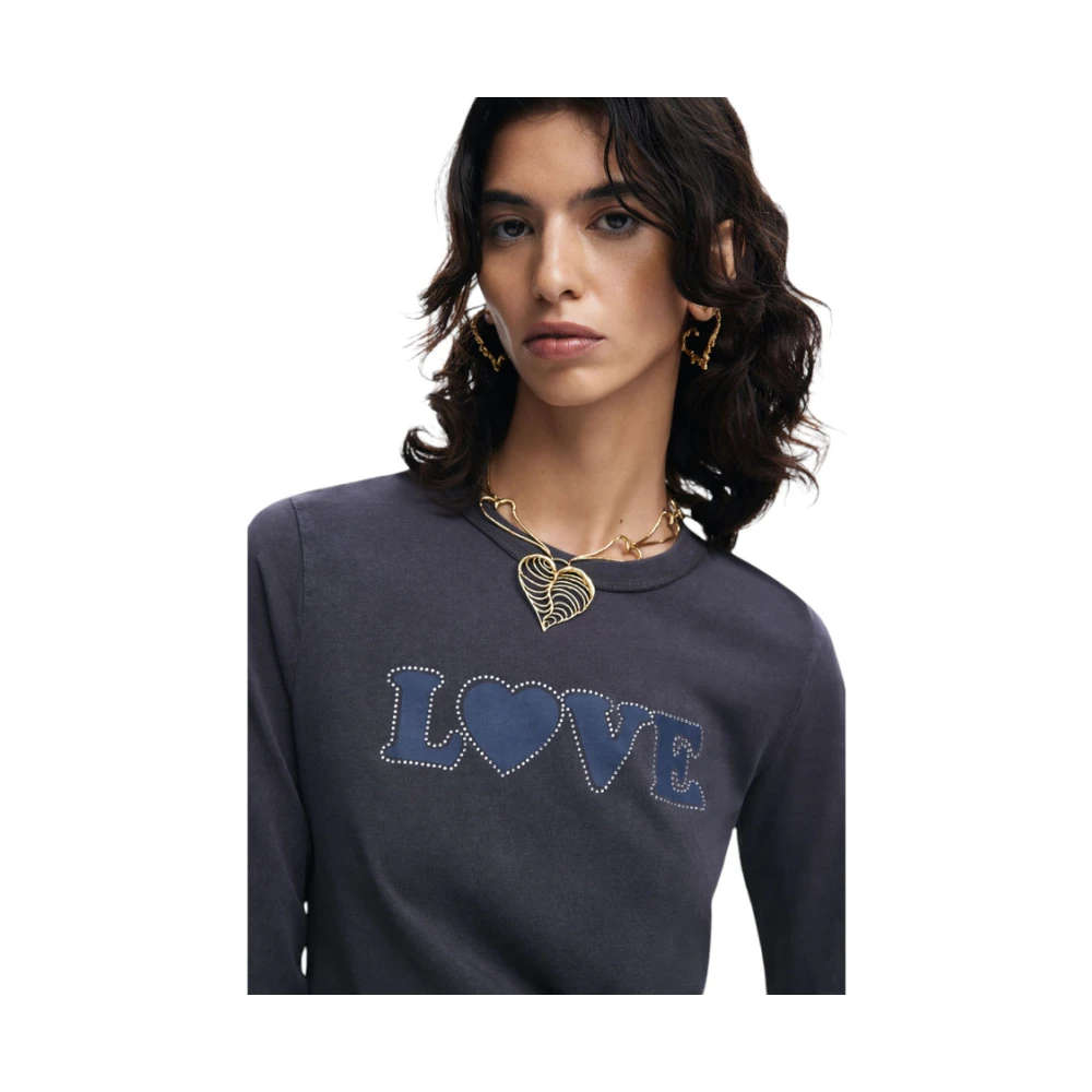 Desigual Lange Mouw T-shirt Black Dames