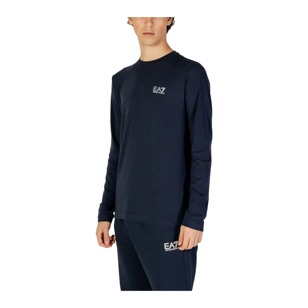 Emporio Armani EA7 Blauwe Lange Mouw Gebreide Trui Blue Heren
