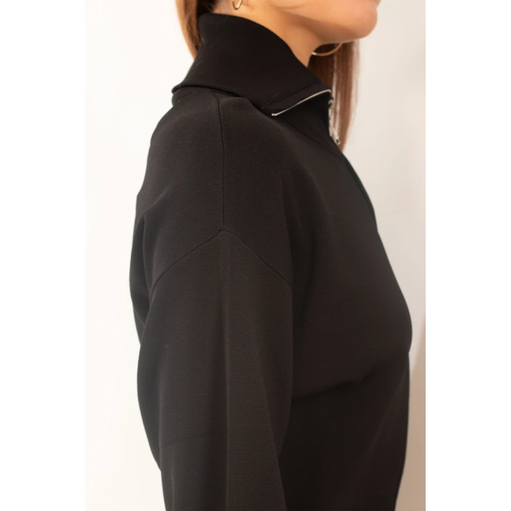 pinko Ritssluiting Gebreide Jurk in Zwart Black Dames