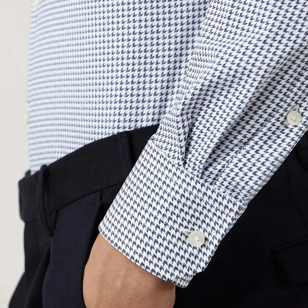 Xacus Actief Shirt Blauw Wit Tailor Slim Fit Blue Heren