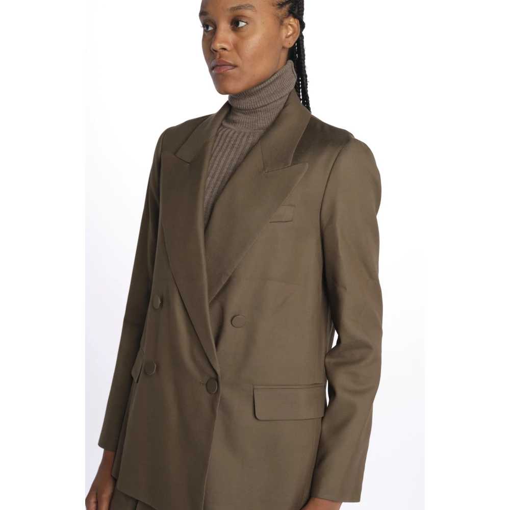 joseph Groene double-breasted twill jas Green Dames