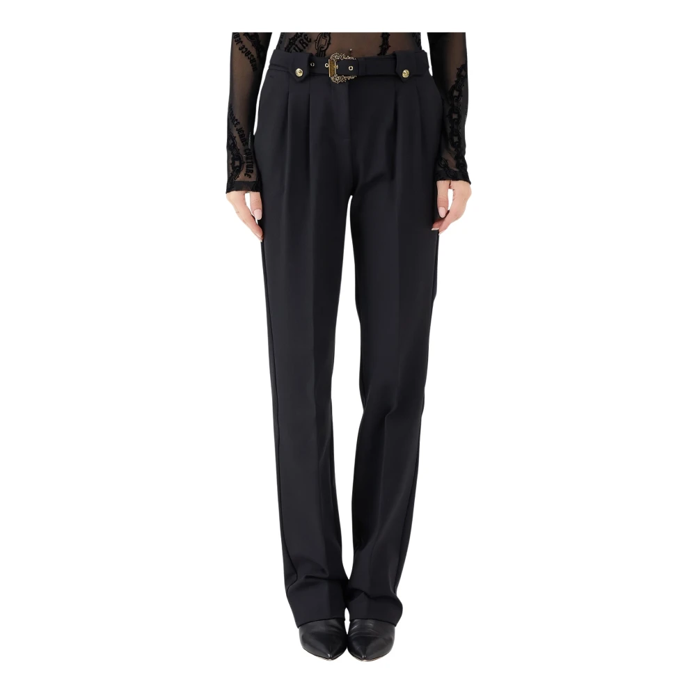 Versace Jeans Couture Zwarte Sigarettenbroek met Pincetten Black Dames