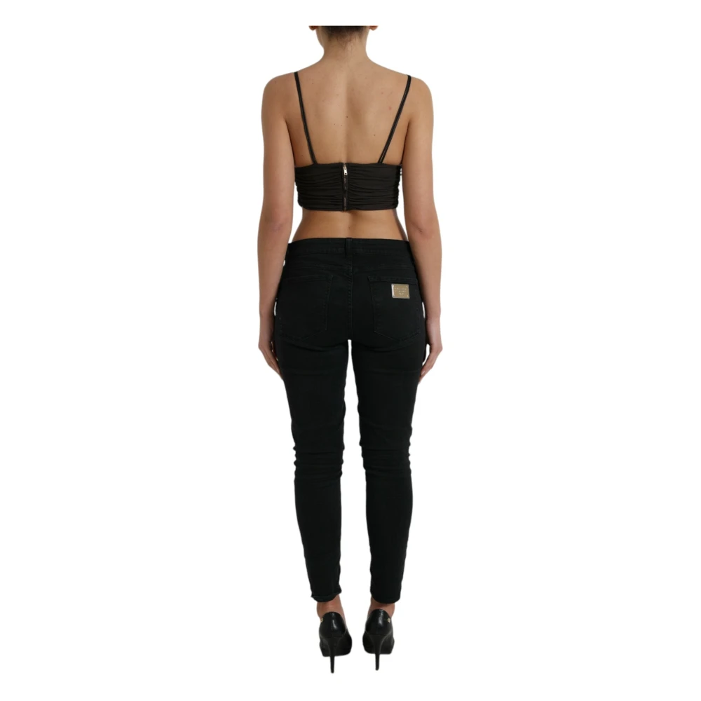 Dolce & Gabbana Mouwloze Crop Tank Top Brown Dames