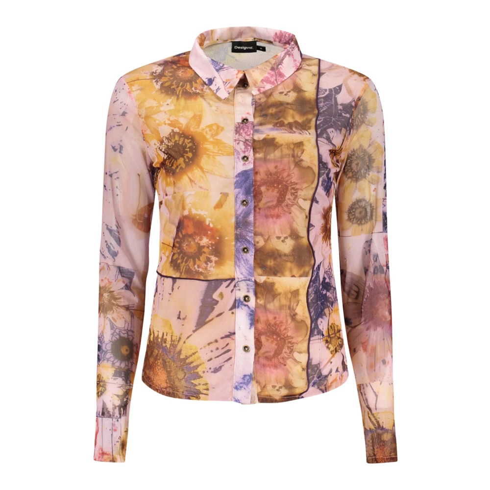 Desigual Long-Sleeved Patterned Shirt - Female - Shirts - Pink - L - Blouses & Shirts