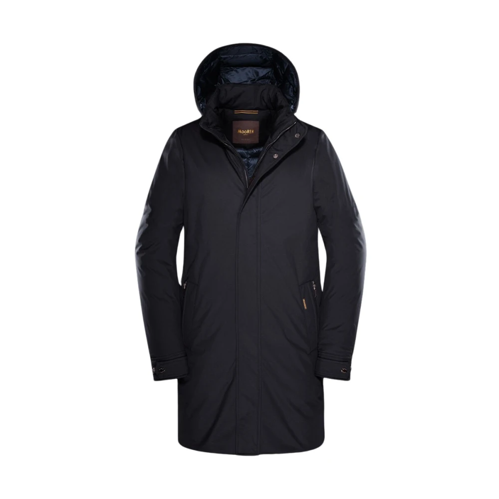 Moorer Mannelijk Blauw Acqua Line Gladde Jas Met Ganzendons