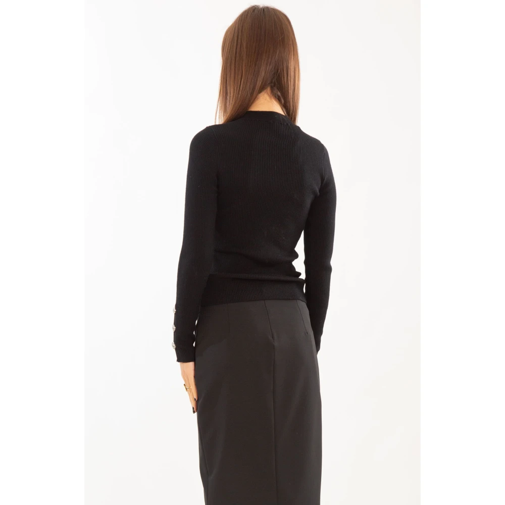 pinko Geribbelde Cut-Out Sweater in Z99 Black Dames