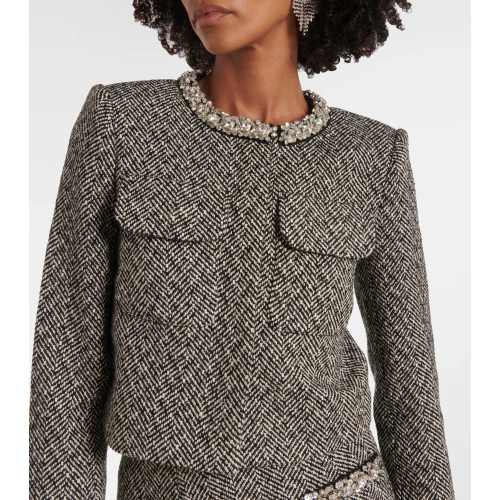 Self Portrait Geknipte Stijlvolle Jas Versierd Aw24-060Ja-B Black Dames