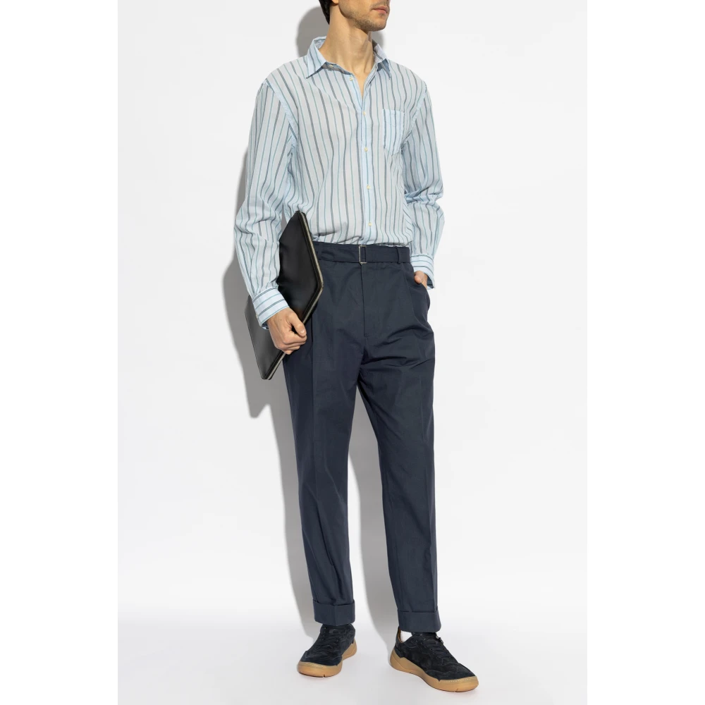 Officine Générale Katoenen plooi broek Blue Heren