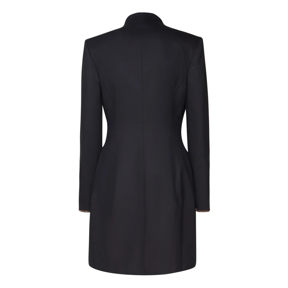 Genny Zwarte Asymmetrische Overhemdjurk Voorsluiting Black Dames