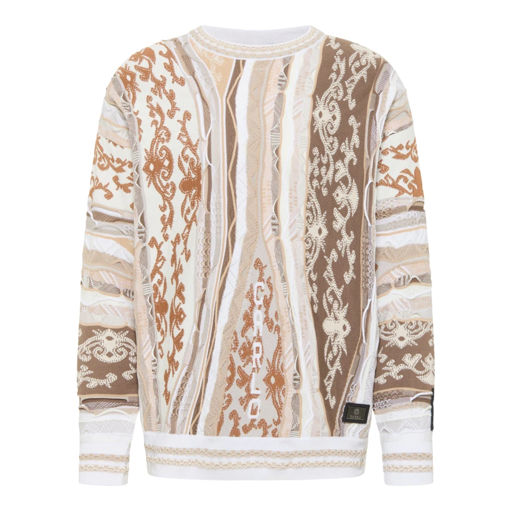 Carlo Colucci Men's Multicolor Luxury Jacquard Knit Jumper - Round-Neck Knitwear - M - Knitwear