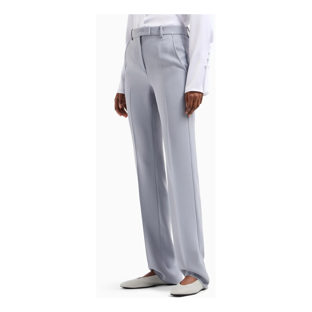 Emporio Armani Gabardine broek met asymmetrische sluiting Gray Dames